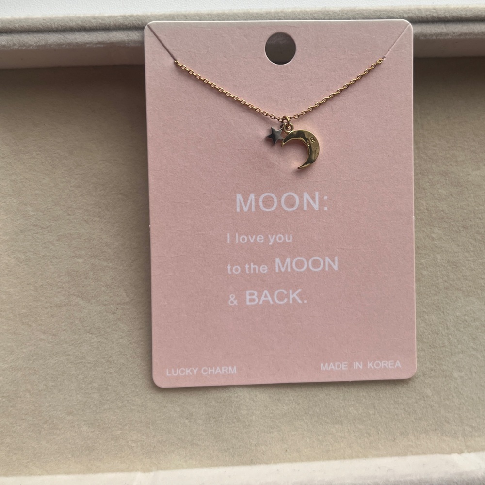 Gold Moon and Star Dainty Necklace